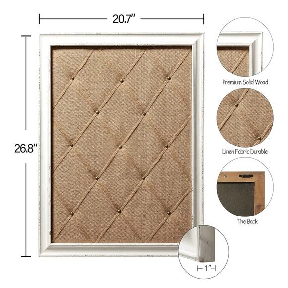 Vision Board Linen Bulletin Board Cork Board White Frame, 21"×27" Pin Boards - Picture 3 of 8
